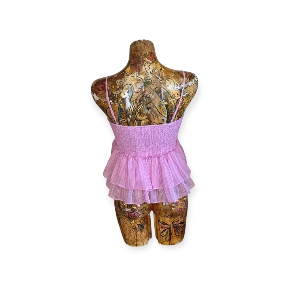 BB DAKOTA Steve Madden pink top spaghetti straps small ruffles - Picture 4 of 6